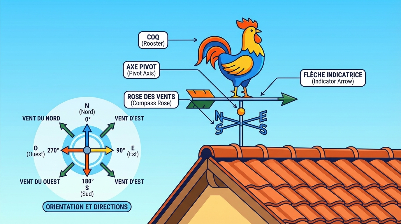 découvrez l'importance et le mode de fonctionnement d'une girouette, un instrument essentiel pour indiquer la direction du vent.