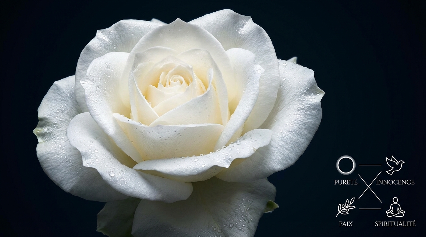 découvrez la signification profonde de la rose blanche dans le langage des fleurs et apprenez comment elle symbolise la pureté, l'innocence et le respect.