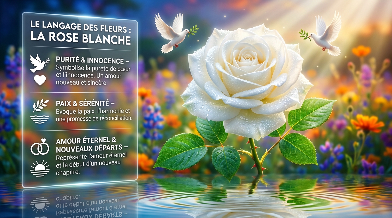 découvrez la signification de la rose blanche dans le langage des fleurs et ce qu'elle symbolise en termes d'amour, de pureté et de paix.